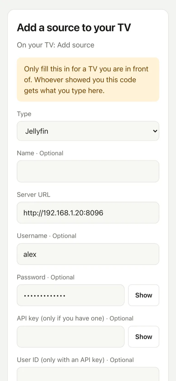 The same form, filled in on a phone