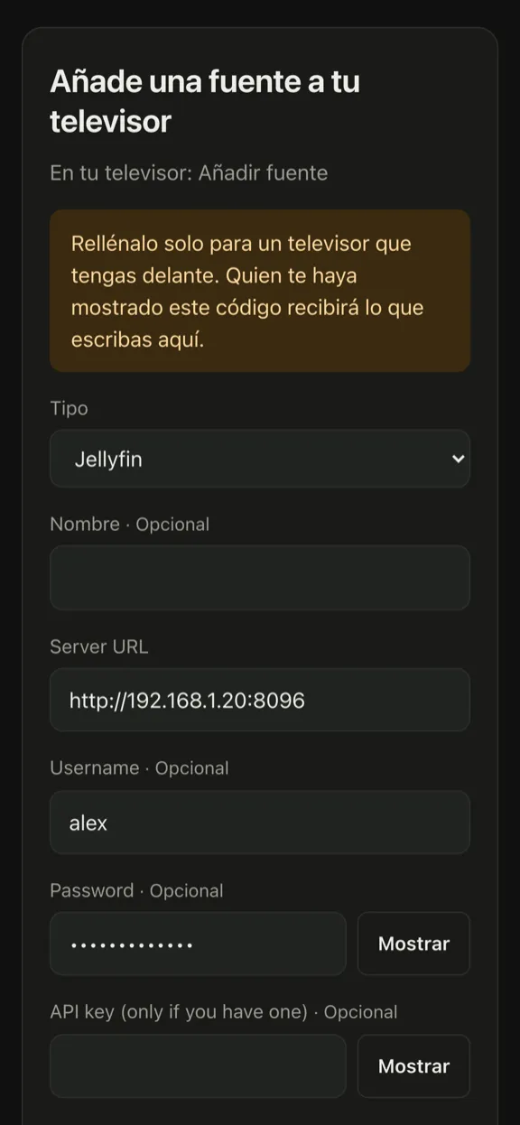 El mismo formulario, rellenado en un teléfono