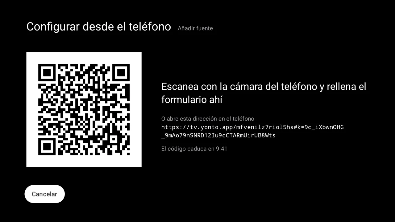 Configurar desde el teléfono en Android TV, con su código QR